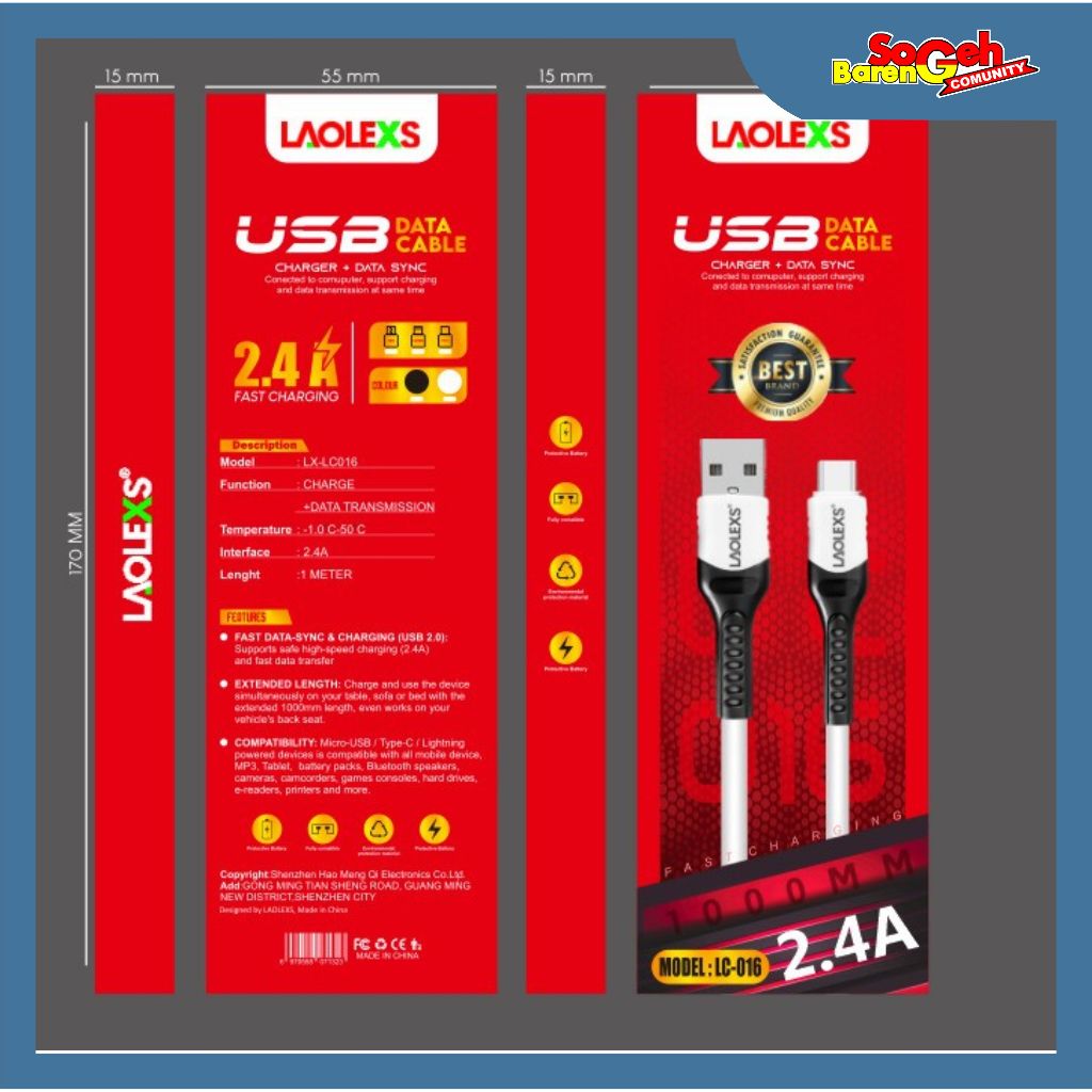 KABEL DATA TYPE C LAOLEXS LX-LC016