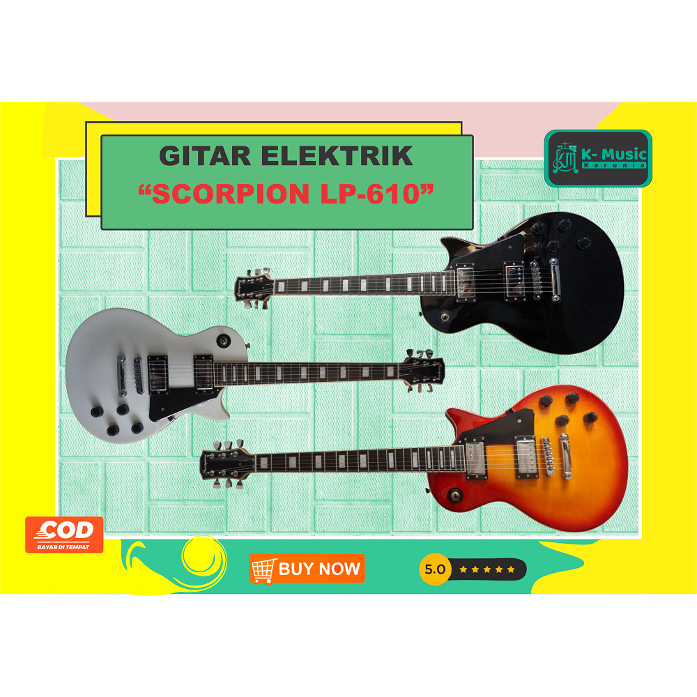 Gitar Elektrik Scorpion LP-610 LP610 LP 610 model Les Paul original pabrikan [datang *ketoko* diskon