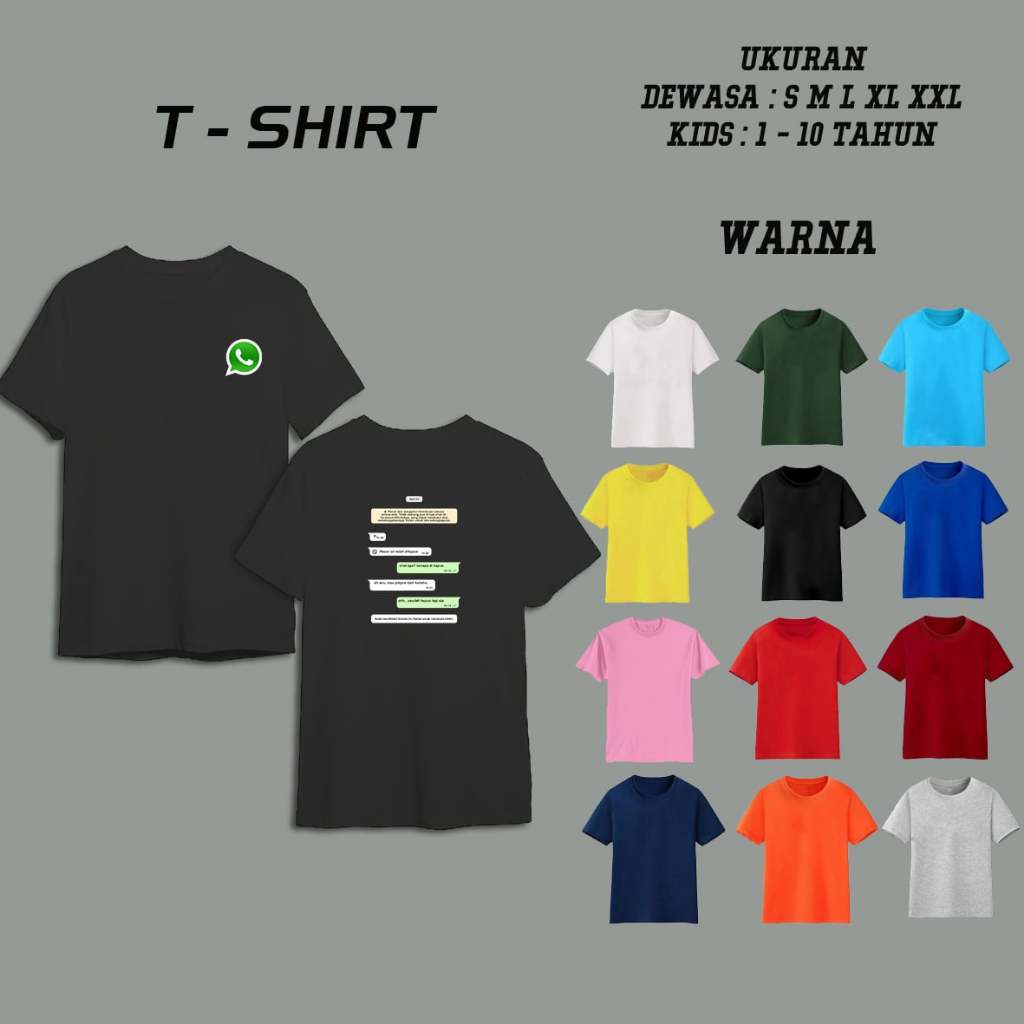 NW0174 Kaos CHAT WA PINJEM DUIT / Kaos CHAT UNIK / Baju Kaos Oblong / Baju Anak kata kata tren/ Kaos