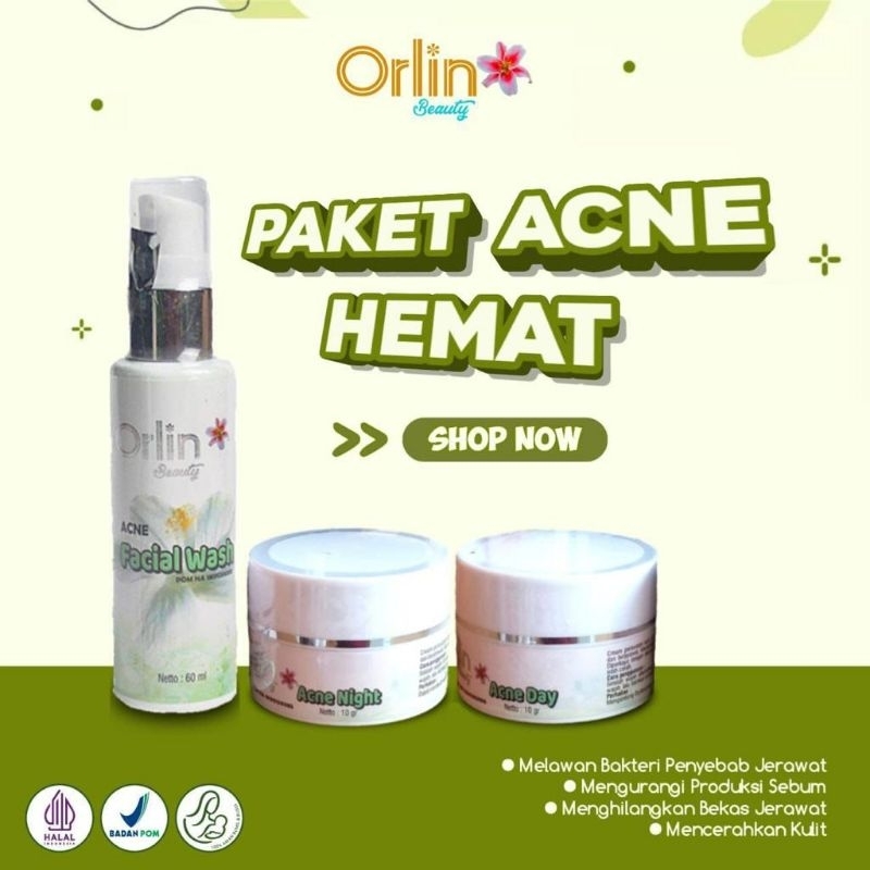 ORLIN/skincare orlin beauty/paket acne hemat/pemutih wajah/skincare glowing
