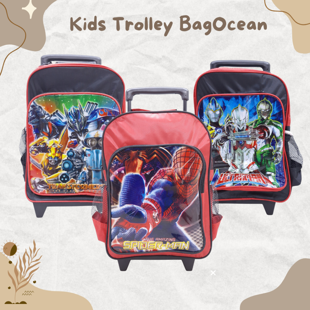 Trolley Anak Cowok PAUD PG TK SD MURAH BARU ORIGINAL / Tas Roda Anak Cowok Karakter Animasi Baru MUR