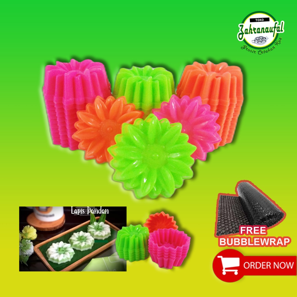 12 PCS CETAKAN KUE |PUTU AYU |PUDING |LAPIS |BOLU KUKUS MOTIF BUNGA LOTUS / TERATAI BAHAN PLASTIK