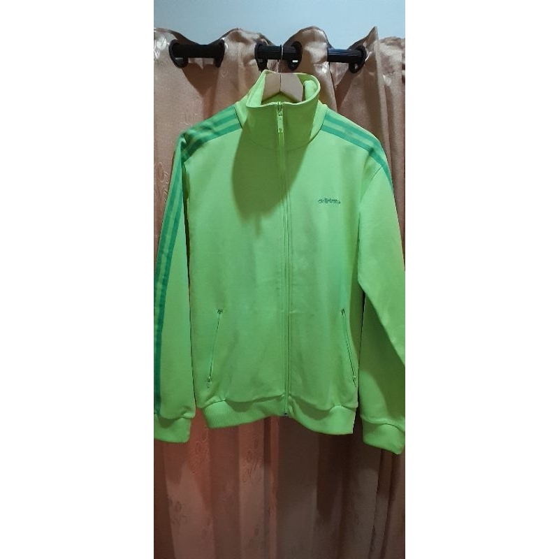 Preloved Jacket. ORI Adidas  Track Jacket XO Green Polyester 3  striped Threfoil  logo Embroid