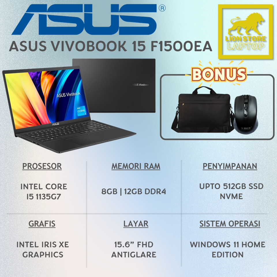 Laptop Asus Vivobook 15 F1500EA Intel Core i5 RAM 8GB 512GB SSD Layar 15.6 Inch FHD Bergaransi