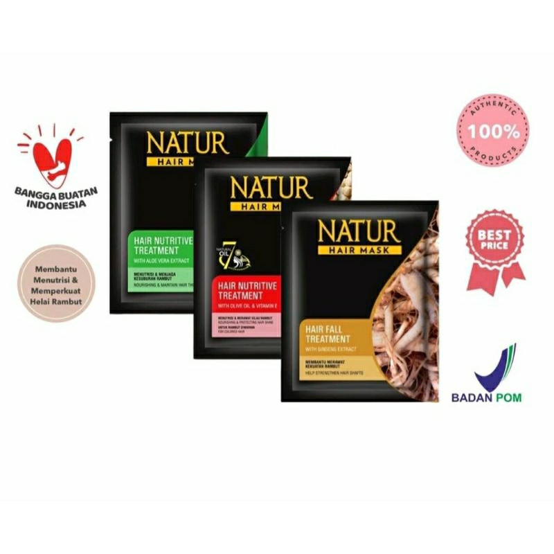 Hair Mask Natur Sachet Masker Merawat kekuatan rambut Gingseng jaga kesuburan Aloe Vera Extra kilau 