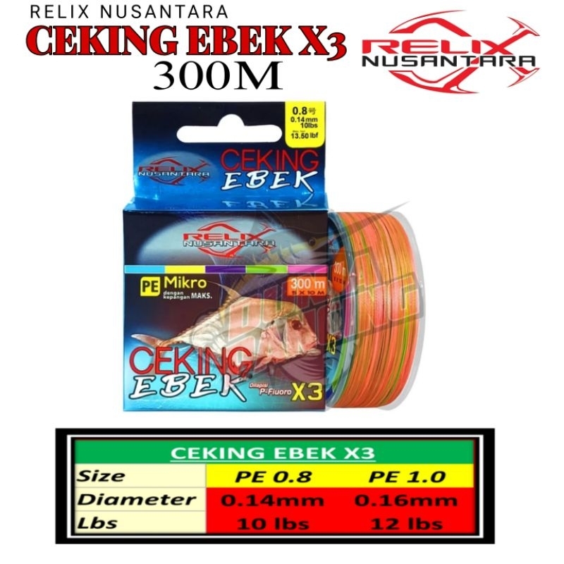 SENAR PANCING RELIX NUSANTARA PE CEKING EBEK X3 300 METER SENAR PE MICRO MULTICOLOUR