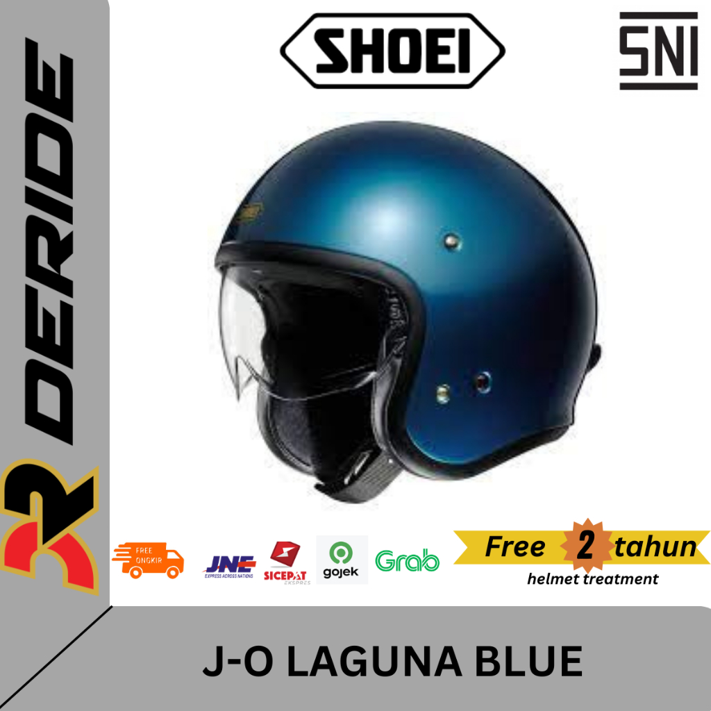 Shoei JO Laguna Blue Helm Half Face Retro Classic SNI Original