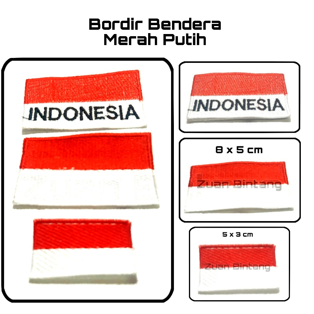BORDIR MERAH PUTIH/BED BADGE MERAH PUTIH BORDIR