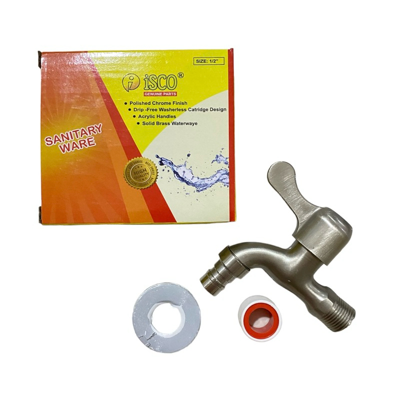 KRAN AIR TEMBOK DINDING 1/2" INCH KRAN TAMAN STAINLESS