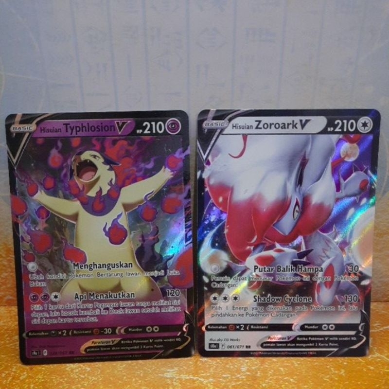 kartu pokemon, pokemon card hisuian thyplosion V dan hisuian zoroark v