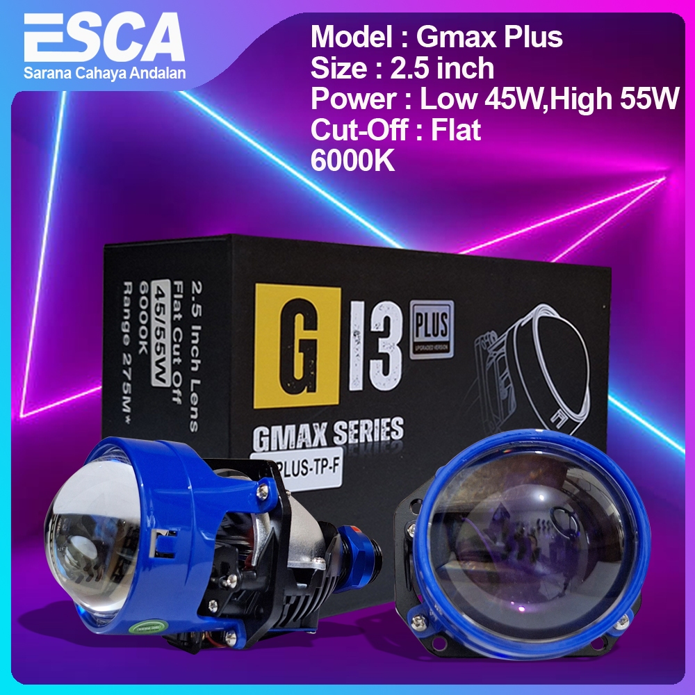 Gmax Plus - 2,5 inch LED Projector Headlight Vahid | Projie Biled G13+ Gmax Plus 55 Watt | Lampu Uta
