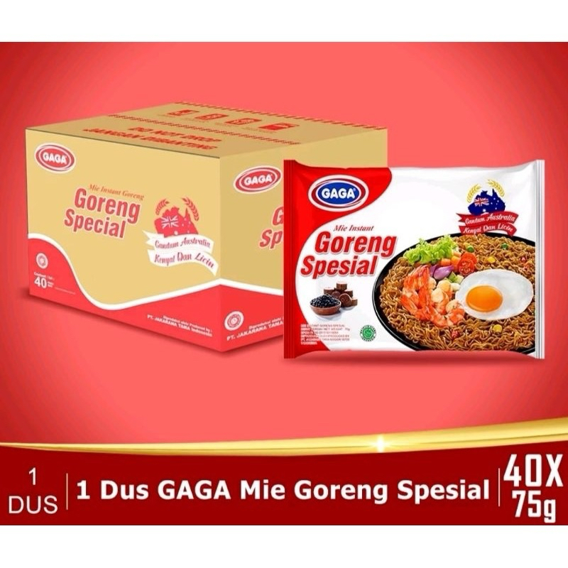 

Mie Gaga Goreng Spesial 75g ( satu dus isi 40 bungkus )