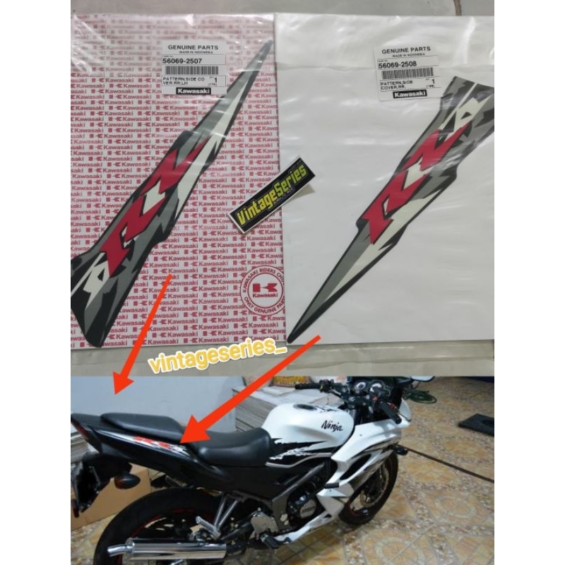 striping stiker body belakang NINJA RR NEW putih hitam 2012 kanan kiri 56069-2507 -2508