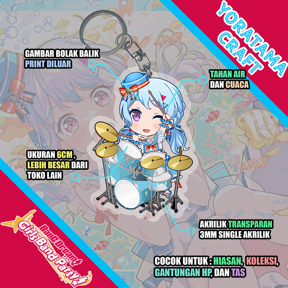 Gantungan Kunci Kanon Matsubara Bang Dream, Keychain Anime Lucu
