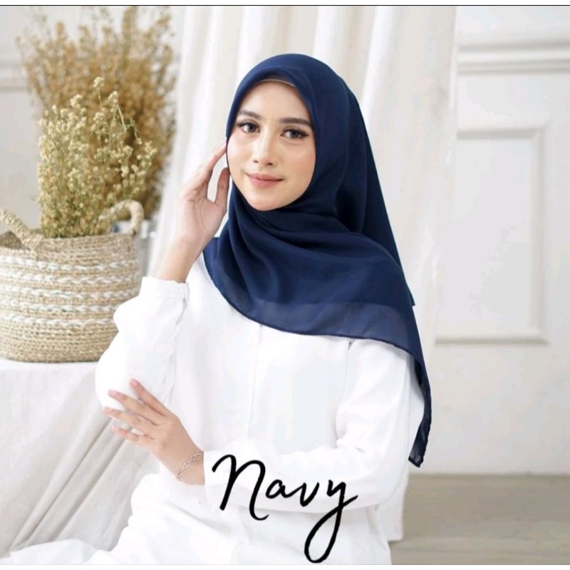 JILBAB Segiempat NAVY /Krudung segi empatNavy /Hijab Bella square NAVY