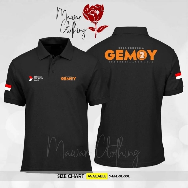 KAOS KERAH POLOSHIRT GEMOY PRABOWO SUBIANTO 2024 BERSAMA GEMOY