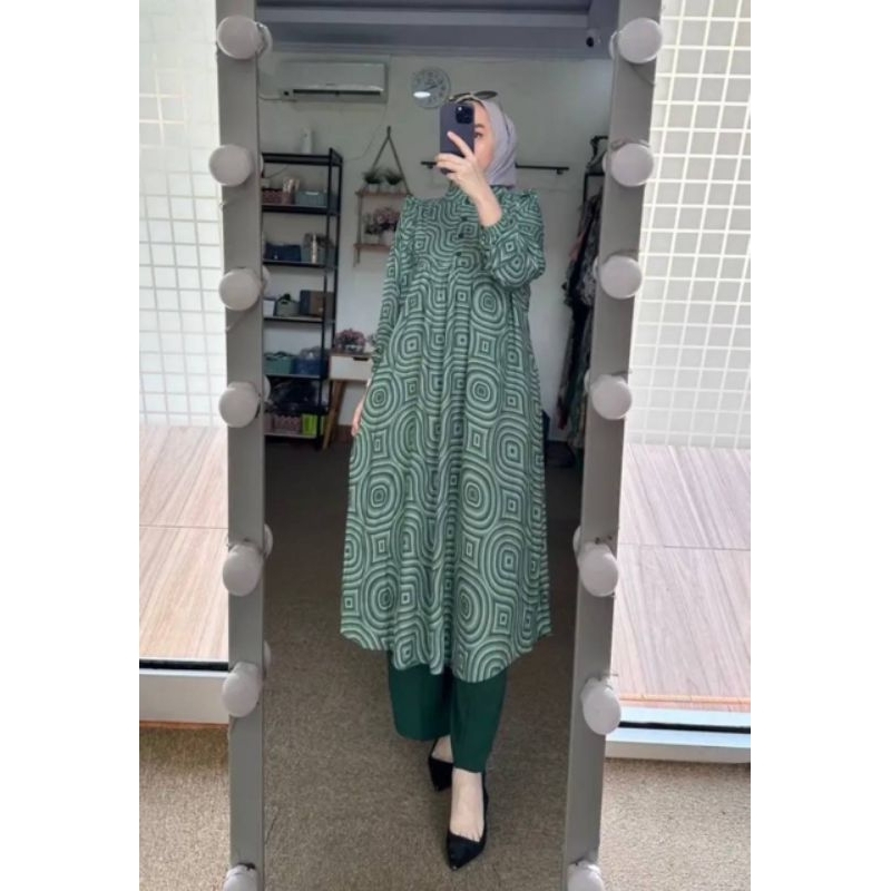 SET ASMARA LONG TUNIK SETELAN WANITA MUSLIMAH DEWASA JUMBO RAYON DIAMOND MIX CRINKLE