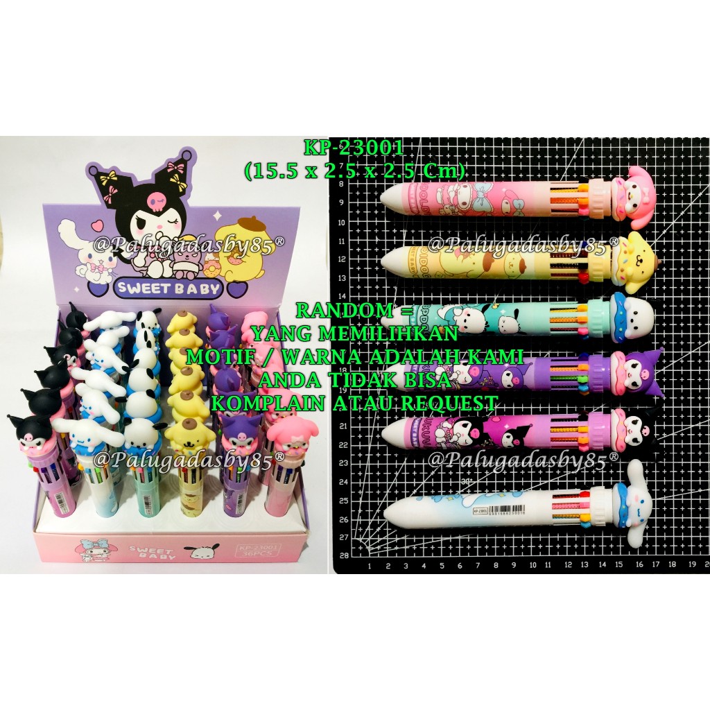 

(1 Biji) GROSIR Bolpen 10 Warna Sanrio KP-23001 / Ball Point 10 Warna Sanrio / Ball Pen Kepala 10 Warna GXIMP / Bolpen Sanrio KP 23001 / Bolpoin KP23001