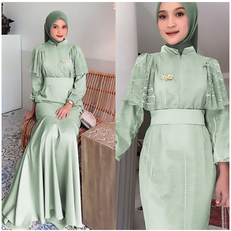 DRESS CELINNE FASHION PAKAIAN WANITA GAMIS MAXY MAXI BAHAN BRUKAT MALIKA 3 UKURAN M L XL TERBARU LEB