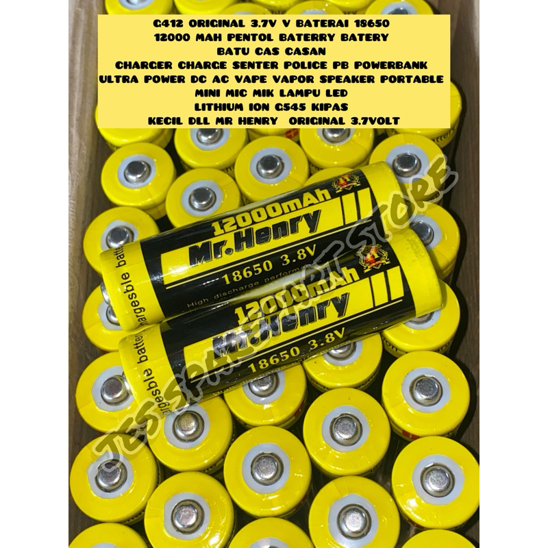G412 ORIGINAL 3.7V V BATERAI 18650  12000 MAH PENTOL BATERRY BATERY  BATU CAS CASAN CHARGER CHARGE S