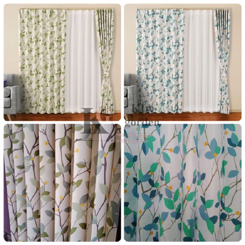 Gorden jendela Gorden pintu motif daun kangkung model PLISKET cantolan kawat