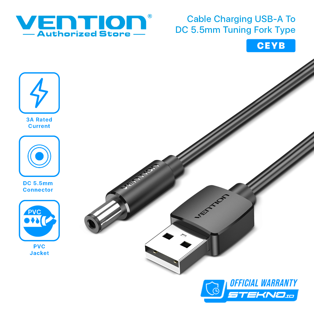 Vention Kabel Power DC 5V USB To 5.5mm Male To Male