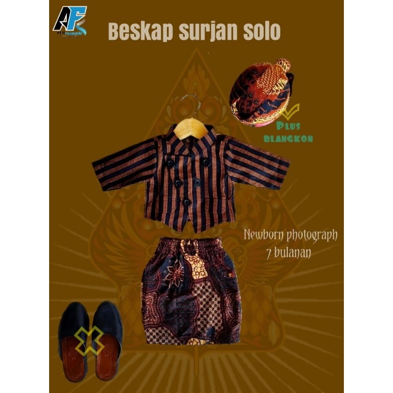 Setelan Beskap Surjan Solo Bayi Dan Anak/Setelan Tedak Sinten/Kostum Bayi Photo/Beskap Cipung