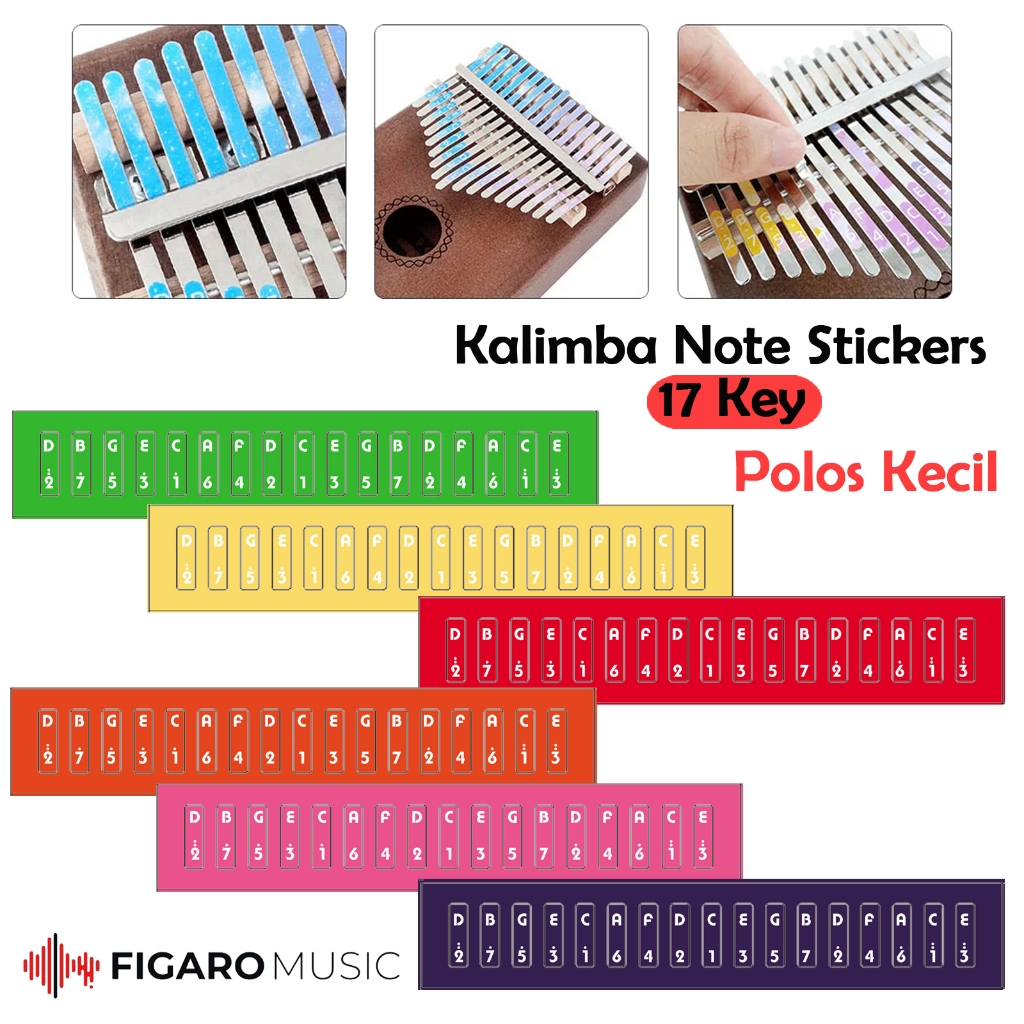 Sticker Kalimba 17 Keys / Stiker Kalimba - Seri Warna Polos Kecil