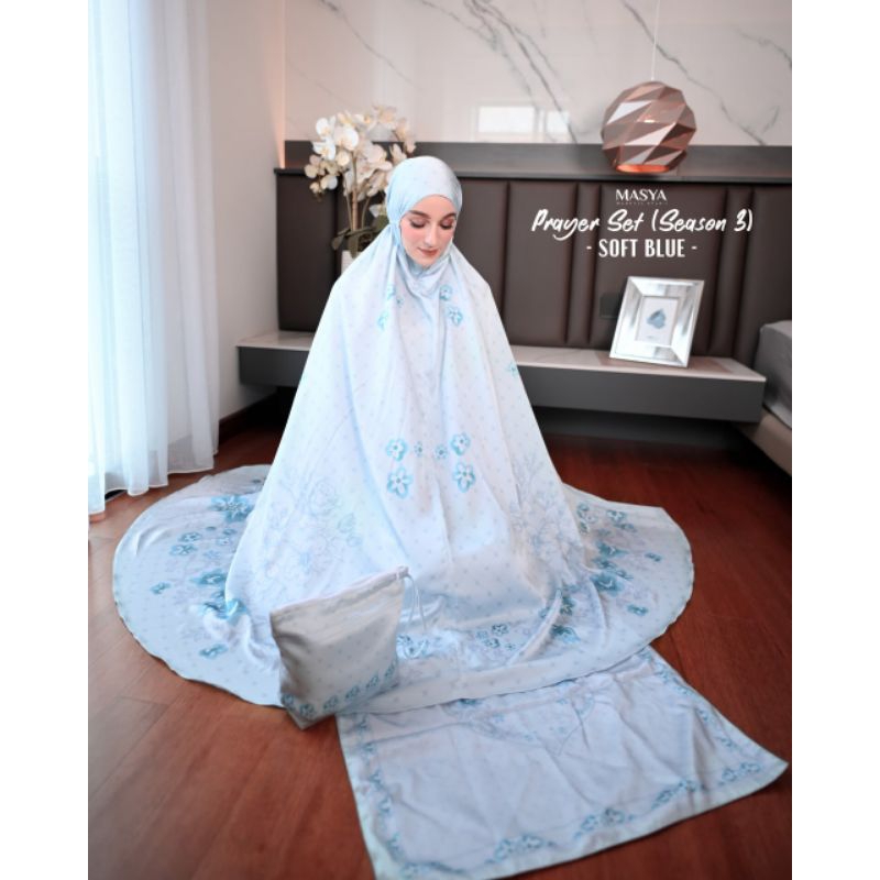 Mukena Mukenah Mewah Prayer Set Armani Silk Warna Putih - Hitam - Taro - Broken White - Biru Muda - 