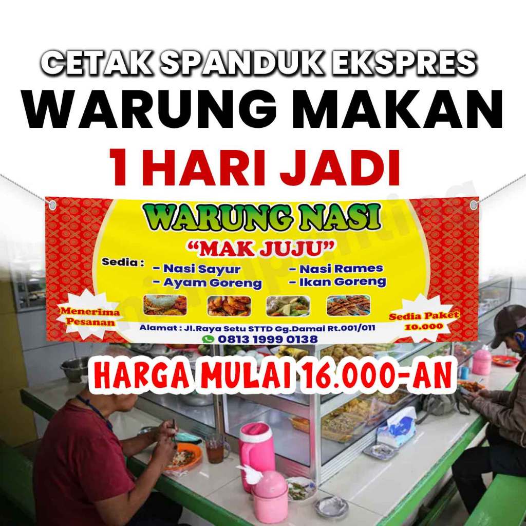 Spanduk banner warung makan 1 hari jadi free desain