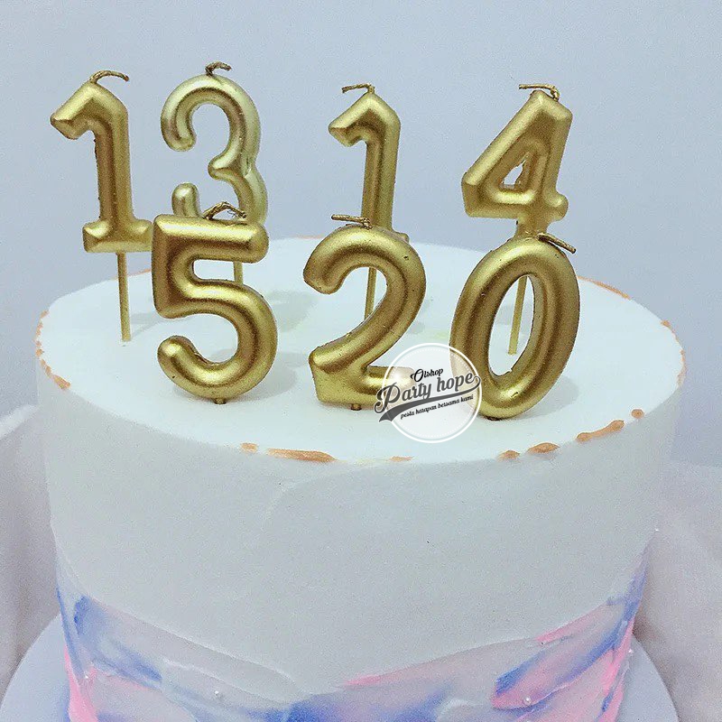 lilin angka gold besar / lilin ultah / lilin ulang tahun angka besar