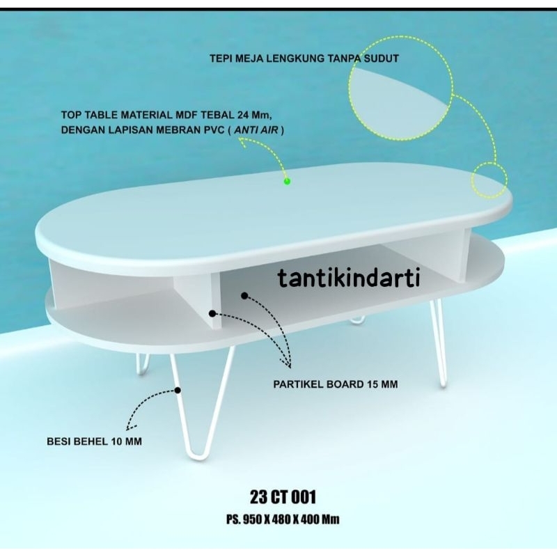 MOANA COFFE TABLE, MEJA TAMU MINIMALIS, MEJA KOPI, MEJA MULTIFUNGSI MEJA LENGKUNG TANPA SUDUT TOP TA