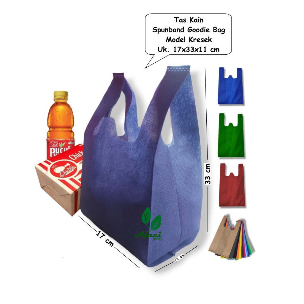 

Goodie Bag Kresek S 17x33x11 Tas Kain Spunbond Polos Kantong Belanja Bingkisan Tile Souvenir Ultah / Ulang Tahun / Wedding Pernikahan Go green Ramah Lingkungan