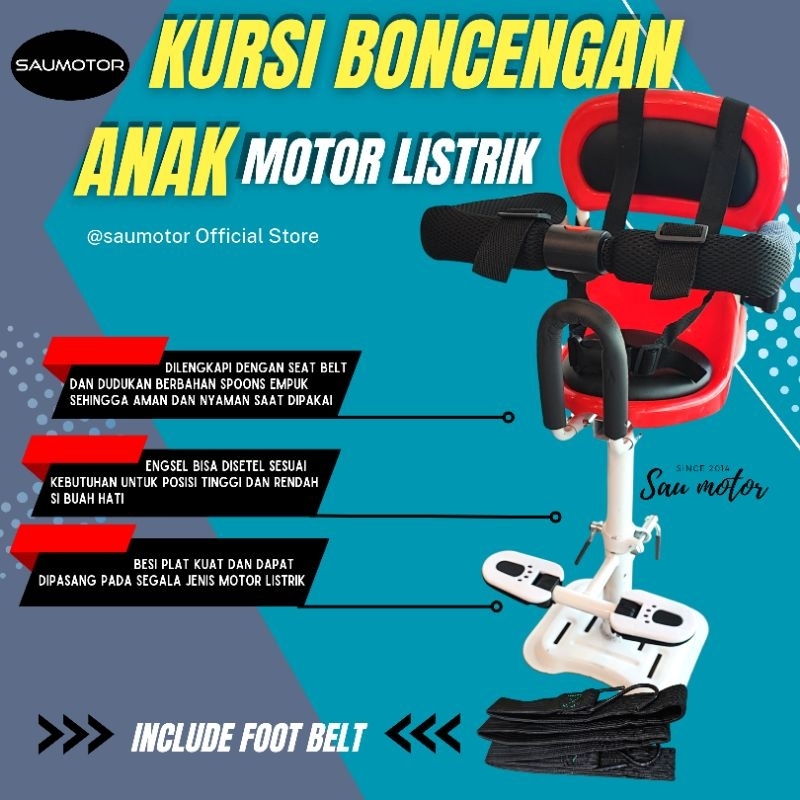 Saumotor Kursi Anak Motor Listrik Kursi boncengan anak Sepeda Listrik