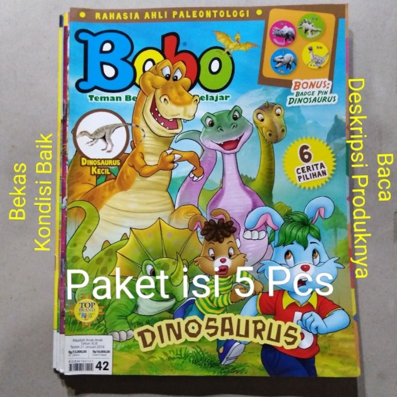 Majalah Bobo Tahun 2013 2014 2015 2016 nomor 05 06 08 32 42 Dinosaurus
