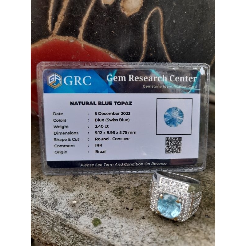 Cincin Natural Blue Topaz + Memo
