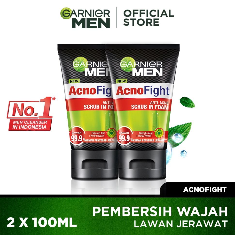 Segera belanja Kode6c6Bq PAKET HEMAT ISI 2 Garnier Men Acno Fight AntiAcne Scrub In Foam Skin Care  
