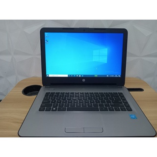 laptop HP 14 warna abu hitam intel celeron cpu n3060 windows 10 500gb nhdd memori 2gb  full set