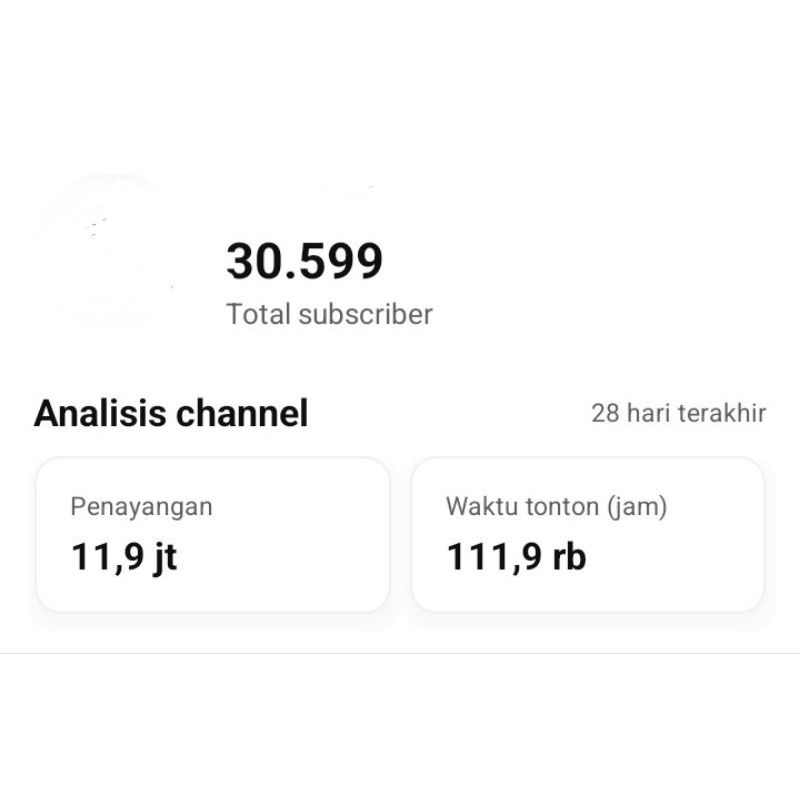 Akun youtube 30.600 belom monet