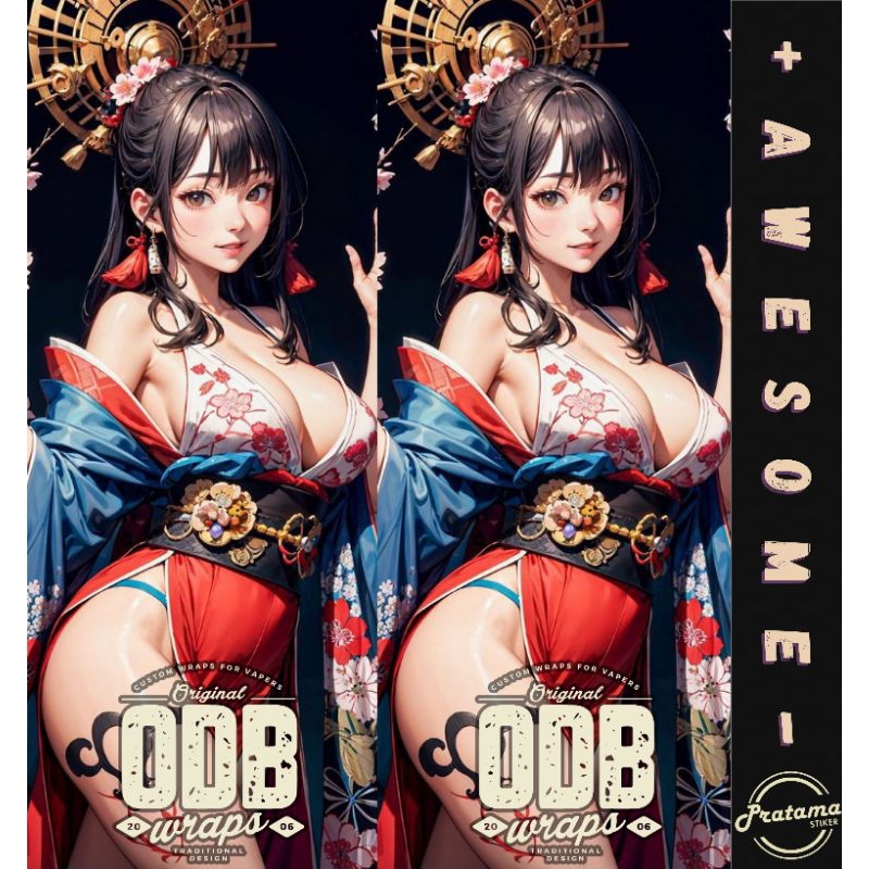 stiker skin wrap baterai 18650 odb x anime tatto