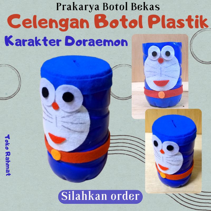 Celengan Anak Karakter Doraemon / Prakarya Botol Plastik 1500 ml / Kerajinan Daur Ulang