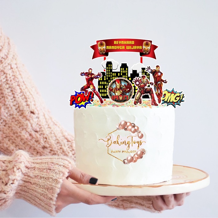Iron Man Building Ribbon - Topper Cake Birthday / Hiasan Kue Ulang Tahun