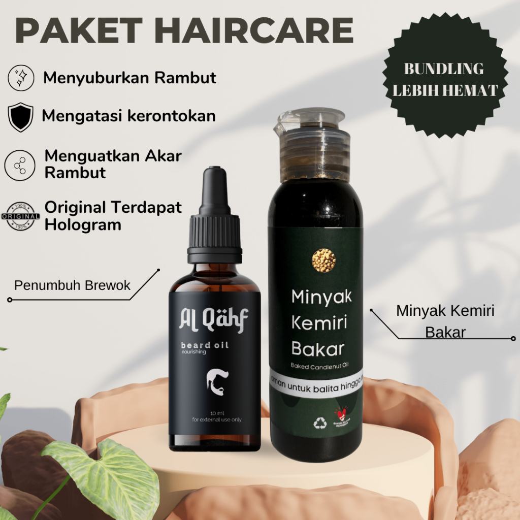 (BUNDLING HEMAT) MINYAK KEMIRI BAKAR AL QAHF PENUMBUH BREWOK - Minyak Kemiri Bakar Original 100% / P