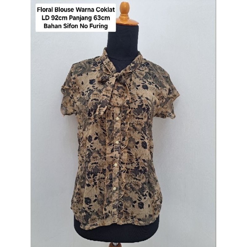 Floral Sifon Blouse Coklat