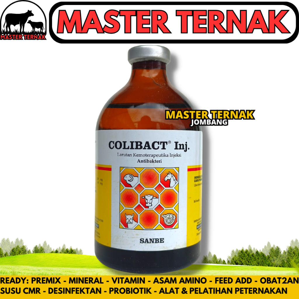 COLIBACT INJEKSI 100ML SANBE - Obat Mencret Diare Sapi Kambing Domba - Obat Antibiotik Hewan