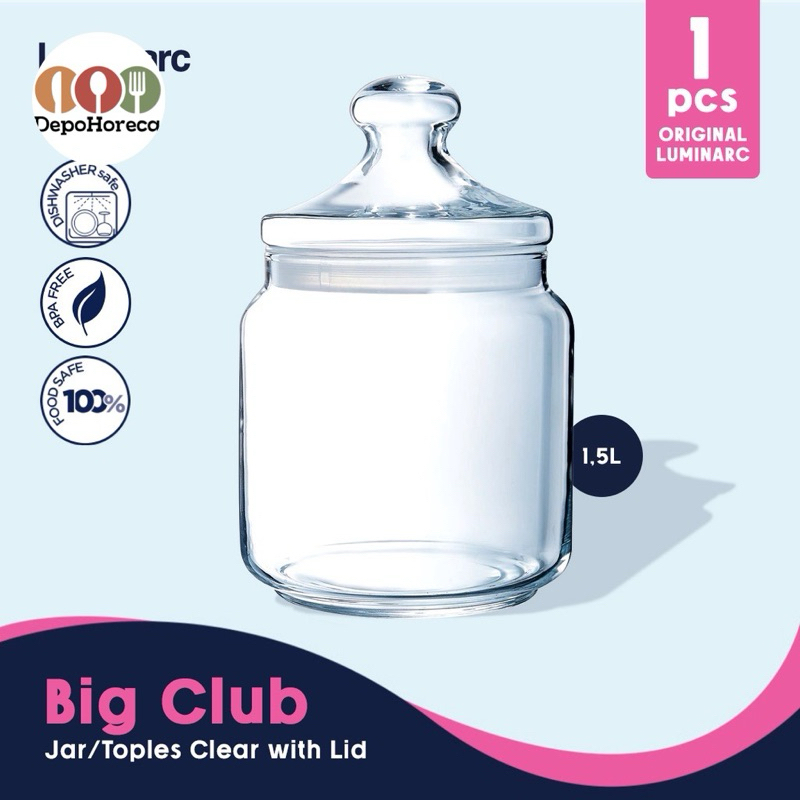 Toples Kedap Udara Luminarc Jar Big Club 1,5 Liter - 1pc