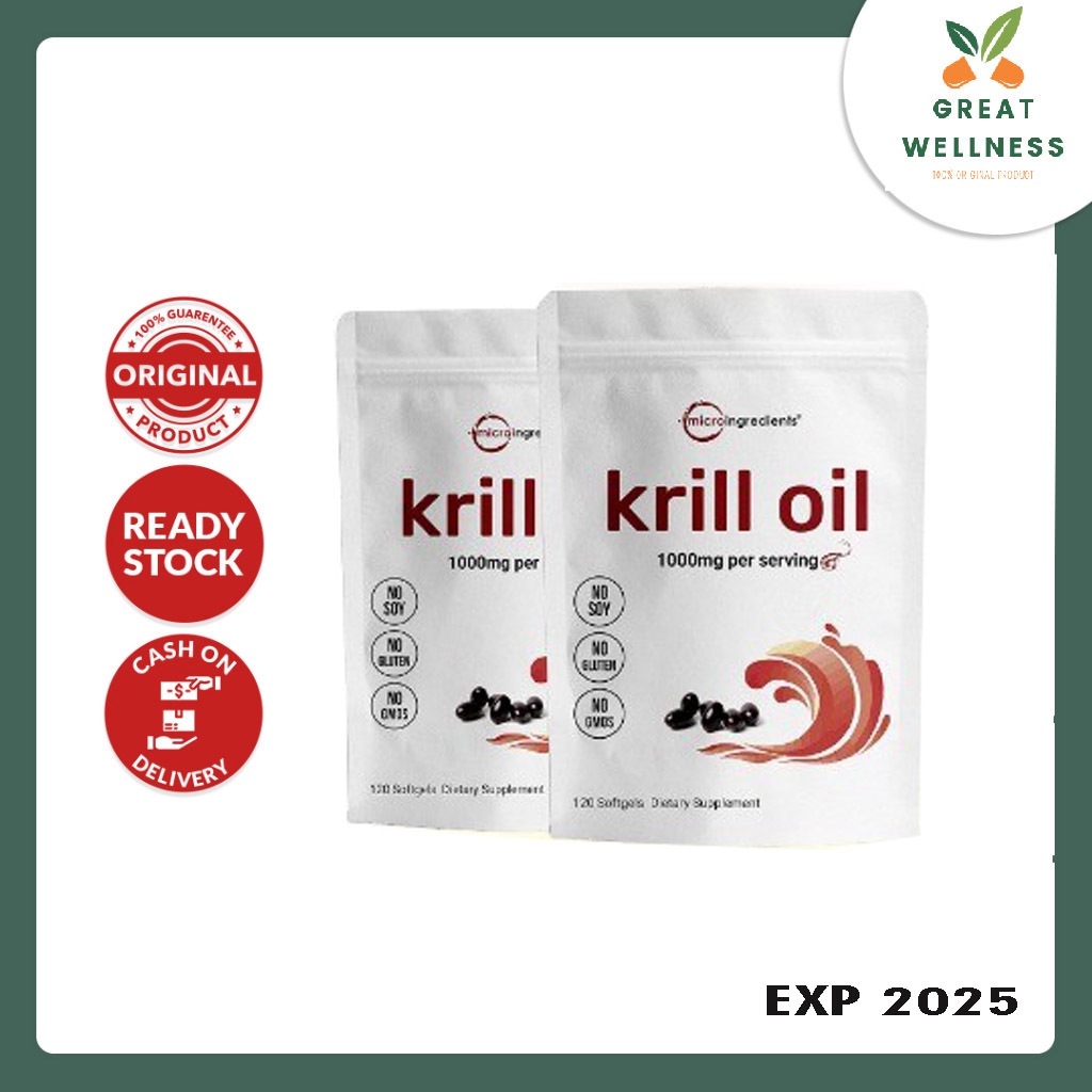 (DIJAMIN ORIGINAL) Microingredients KRILL Oil 1000mg isi 120 softgel Micro Ingredients