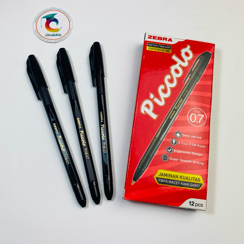 

Pulpen Piccolo ZEBRA 0.7mm Hitam - 12 pcs