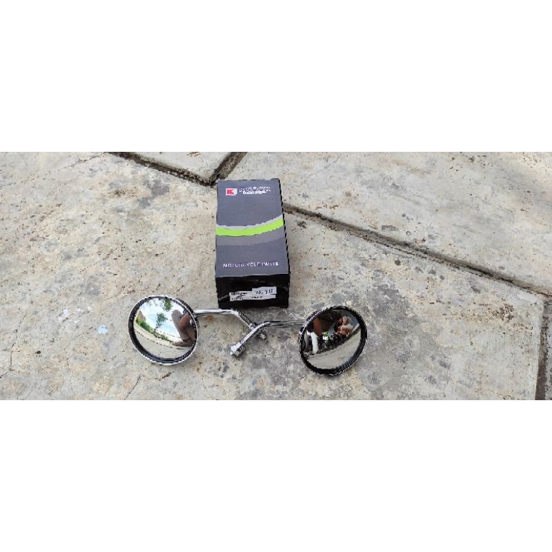 Spion Retro Bulat Crom Tangkai Pendek Sepion Retro Bulat Krom Gagang Pendek Back Miror Bundar Drat 1