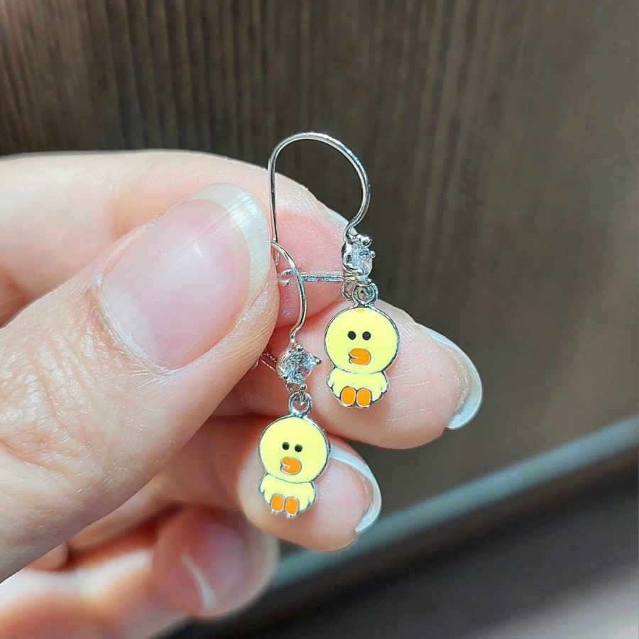 Perhiasan Emas Anting Kait Emas Putih Anak 750 17k Fashion Duck 1.31 Gram (AH85)